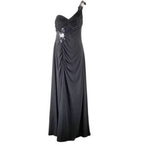 Hailey Adrianna Papell Black Sequin One Shoulder Black Dress Formal Maxi Evening